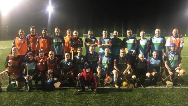 Players taking part in a Dublin social hurling night.
