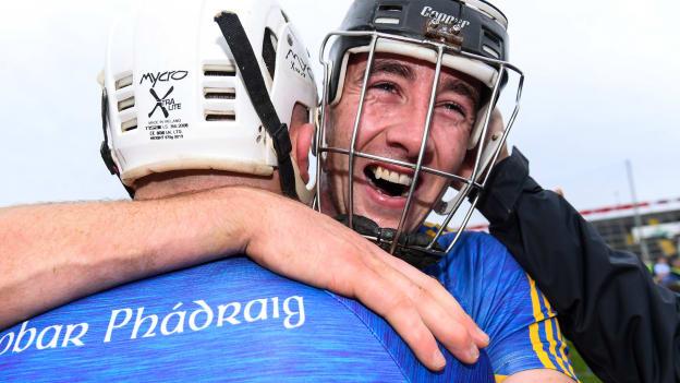 Aaron Gillane and Diarmaid Byrnes celebrate following Patrickswell's Limerick SHC Final win last month.