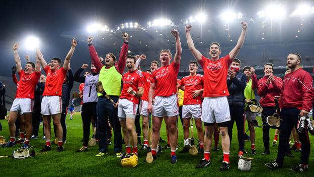 Louth players celebrate the cup lift following the Lory Meagher Cup Final match between Fermanagh and Louth at Croke Park in Dublin.