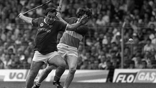 Seanie O'Leary in action for Cork against Offaly in the 1984 All-Ireland SHC Final. 