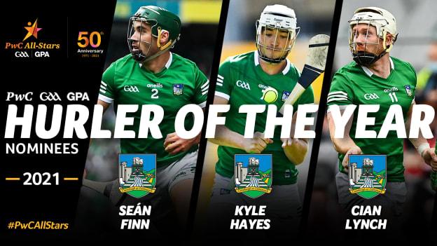 Limerick trio Sean Finn, Kyle Hayes, and Cian Lynch are this year's nominees for PwC All-Stars Hurler of the Year. 