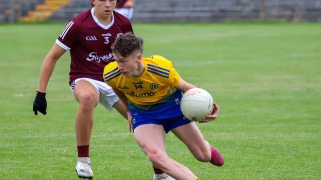 Roscommon's Shane McGinley takes on Jack Connolly of Galway at Tuam Stadium this evening. 