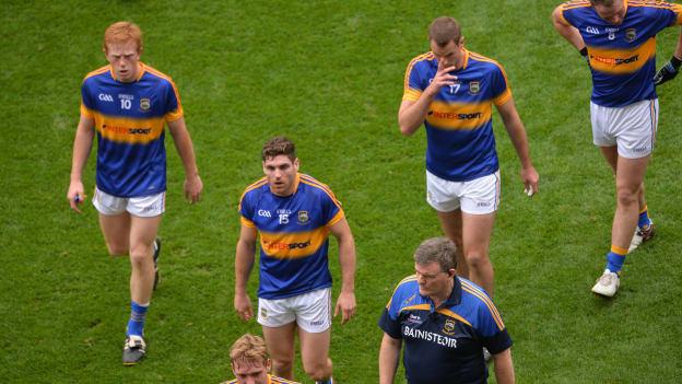 Tipperary manager Liam Kearns and his players leave the field at half-time during the 2016GAA Football All-Ireland Senior Championship Semi-Final game between Mayo and Tipperary at Croke Park in Dublin.