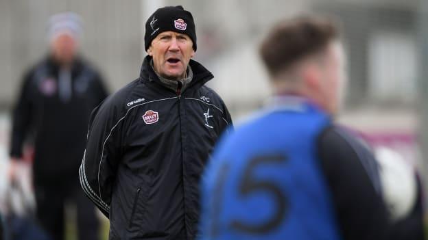 Kildare manager Jack O'Connor during the warm-up before the 2020 O'Byrne Cup Round 1 match between Kildare and Longford at St Conleth's Park in Newbridge, Kildare.