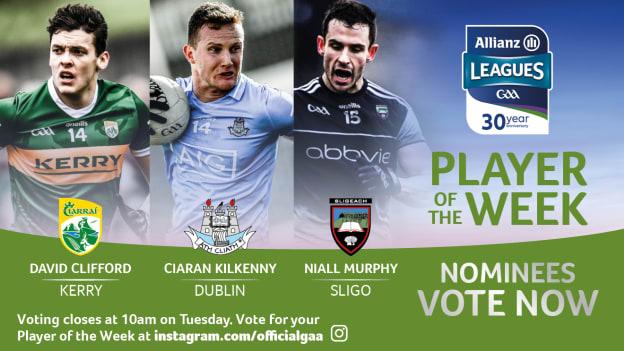 Kerry's David Clifford, Dublin's Ciaran Kilkenny, and Sligo's Niall Murphy are this week's GAA.ie Footballer of the Week nominees. 