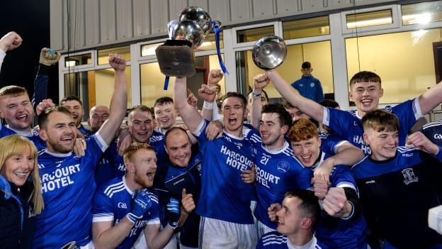 Ciaran Thompson of Naomh Conaill lifts the Dr Maguire cup after the Donegal County Senior Club Football Championship Final 2nd Replay match between Gaoth Dobhair and Naomh Conaill at Mac Cumhaill Park in Ballybofey, Donegal. 