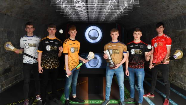 Pictured, from left, are Séamus Birch of Waterford, Vinnie O'Grady of Kilkenny Black, Aidan O'Brien of Kilkenny Amber, Paul Nolan of Tipperary Gold, Liam Kiernan of Cork City and Noel Cahill of Cork East at the launch of the Bank of Ireland Celtic Challenge 2019 at the EPIC Museum, CHQ Building in Dublin. 