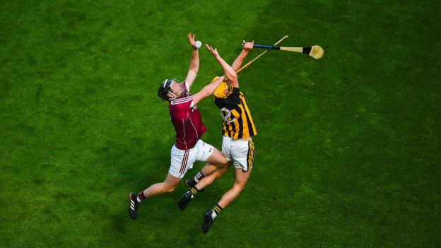 Padraic Mannion, Galway, and Richie Leahy, Kilkenny, in action during the drawn Leinster SHC Final at Croke Park.