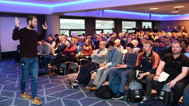 Former Galway senior hurler Tony Óg Regan giving a presentation during day two of the 2018 GAA Games Development Conference at Croke Park in Dublin. 