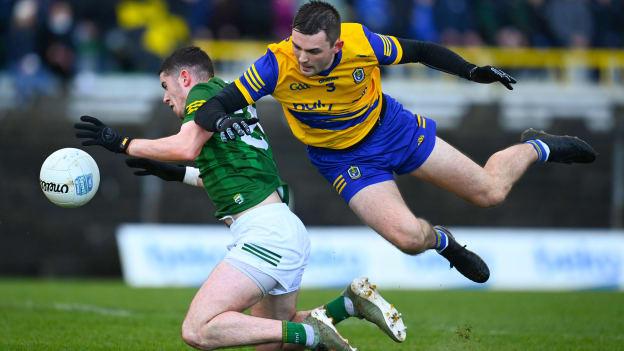 Jason Scully of Meath in action against Brian Stack of Roscommon during the Allianz Football League Division 2 match between Meath and Roscommon at Páirc Táilteann in Navan, Meath. 