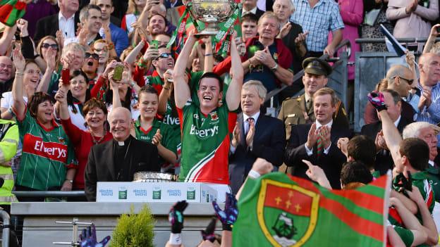 Stephen Coen lifts the Tom Markham Cup for Mayo after victory over Tyrone in the 2013 All-Ireland Minor Football Final. Billy McNicholas says he knew Coen would make it as a Mayo senior footballer when he coached him at U-14 level. 