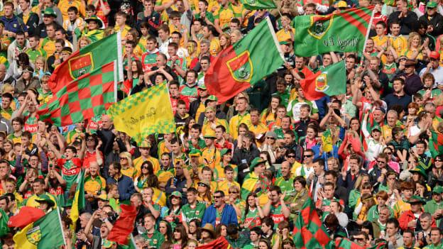 Mayo and Donegal supporters pictured on Hill 16 in Croke Park before the 2012 All-Ireland SFC Final. 