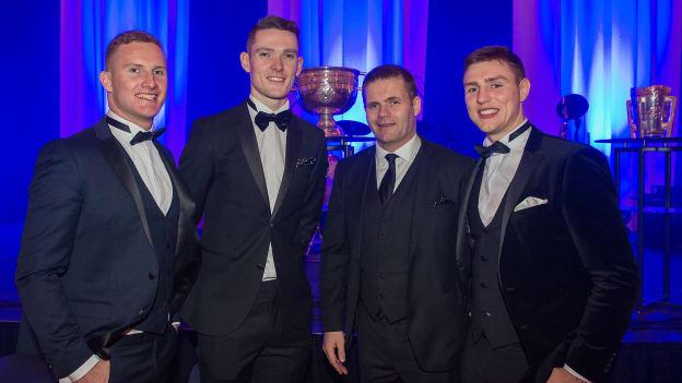 Ciaran Kilkenny, Brian Fenton, Dessie Farrell and John Small at the 2016 GAA/GPA Opel All-Stars Awards at the Convention Centre, Dublin. 