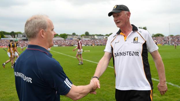 Micheal Donoghue and Brian Cody pictured following the Leinster Championship encounter at Pearse Stadium.