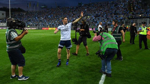 Dublin goalkeeper, Stephen Cluxton, waves to the crowd after his team's victory over Kerry in the 2019 All-Ireland SFC Final replay. 