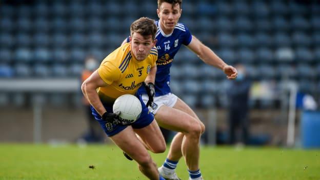 Seán Mullooly of Roscommon in action against Conor Madden of Cavan during the Allianz Football League Division 2 Round 7 match between Cavan and Roscommon at Kingspan Breffni Park in Cavan. 