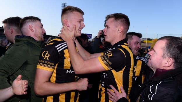 The O'Neill brothers celebrate following Crossmaglen's Armagh SFC Final win over Ballymacnab.