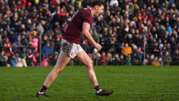 Galway midfielder Tom Flynn celebrates after converting a penalty at Tuam Stadium.