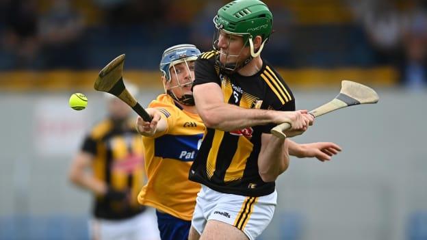 Eoin Cody, Kilkenny, and David McInerney, Clare, in Allianz Hurling League action.