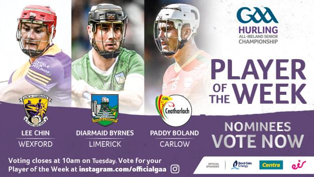 Lee Chin, Diarmaid Byrnes, and Paddy Boland are this week's nominees for GAA.ie Hurler of the Week. 
