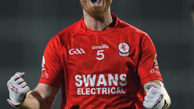 Éire Óg's Jordan Lowry celebrates following the AIB Leinster Club SFC Semi-Final against Portlaoise.
