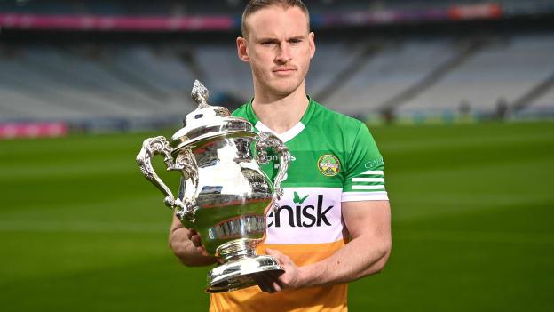 Declan Hogan of Offaly during the Tailteann Cup launch at Croke Park in Dublin. Photo by David Fitzgerald/Sportsfile.