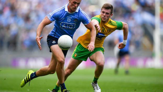 Donegal's Eoghan Bán Gallagher in action against Dublin's Paul Mannion in last year's All-Ireland SFC Quarter-Final Phase 1 clash at Croke Park.  