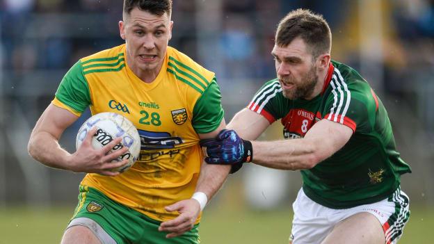 Paul Brennan in action against Mayo's Seamus O'Shea in Division 1 of the Allianz Football League this year. 