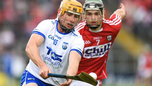 Tommy Ryan, Waterford, and Mark Coleman, Cork, during the 2018 Munster SHC encounter at Semple Stadium.