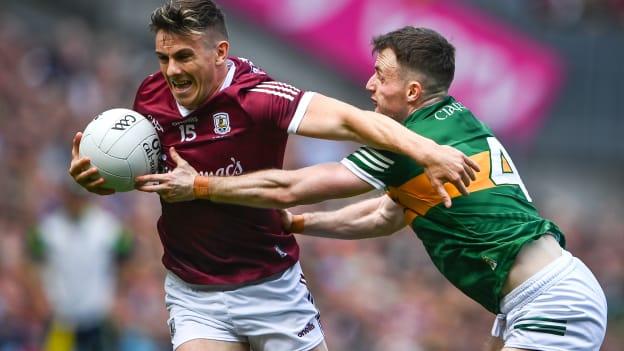 Shane Walsh, Galway, and Tom O'Sullivan, Kerry, in action at Croke Park.