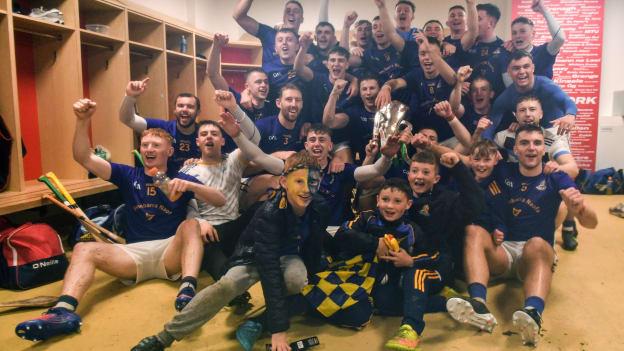 St Finbarr's players celebrate with the cup after the Cork County Senior Club Hurling Championship Final match between Blackrock and St Finbarr's at Páirc Ui Chaoimh in Cork.