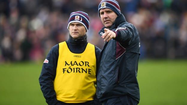 Galway selector Brian Silke and manager Kevin Walsh pictured at Tuam Stadium on Sunday.
