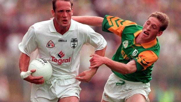 Willie McCreery of Kildare in action against Trevor Giles of Meath during the 1997 Leinster GAA Senior Football Championship Semi-Final Replay match between Kildare and Meath at Croke Park in Dublin. 