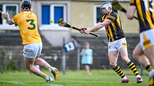 TJ Reid scoring a goal for Kilkenny against Antrim in the Leinster SHC at Corrigan Park. Photo by Ramsey Cardy/Sportsfile