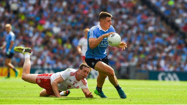 Brian Howard of Dublin in action against Colm Cavanagh of Tyrone during the 2018 All-Ireland Senior Championship Final match between Dublin and Tyrone at Croke Park in Dublin. 