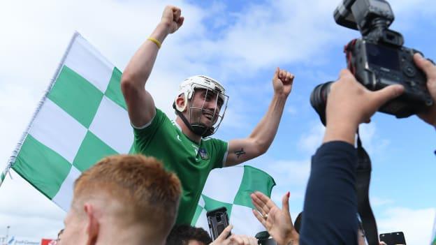 Aaron Gillane celebrating following Limerick's Munster Final win over Tipperary at the Gaelic Grounds.