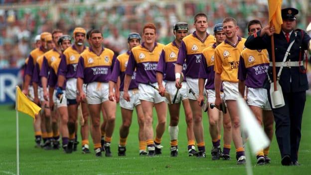 Martin Storey leading the Wexford team before the 1996 All Ireland SHC Final against Limerick at Croke Park.