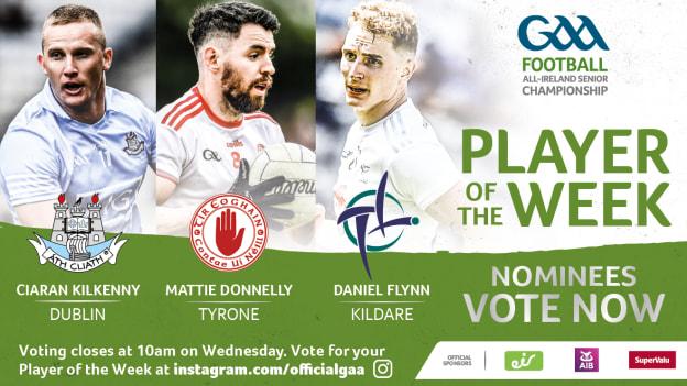 Dublin's Ciaran Kilkenny, Tyrone's Mattie Donnelly, and Kildare's Daniel Flynn are this week's nominees for GAA.ie Footballer of the Week. 


