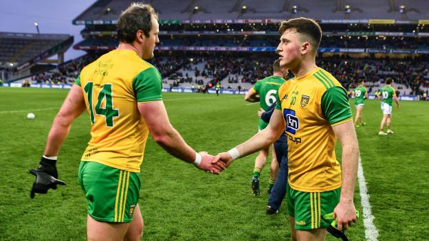 Michael Murphy and Niall O'Donnell following Donegal's Allianz Football League Division Two Final win over Meath at Croke Park last month.