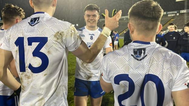 Monaghan players celebrate after their Ulster EirGrid Ulster U-20 football championship win over Cavan. 
