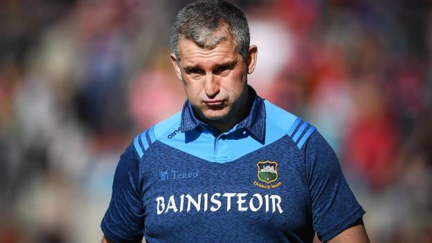 Tipperary manager, Liam Sheedy, pictured during the closing stages of his team's Munster SHC victory over Cork. 