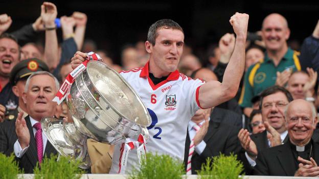 Graham Canty celebrates with the Sam Maguire Cup after captaining Cork to victory over Down in the 2010 All-Ireland SFC Final. 