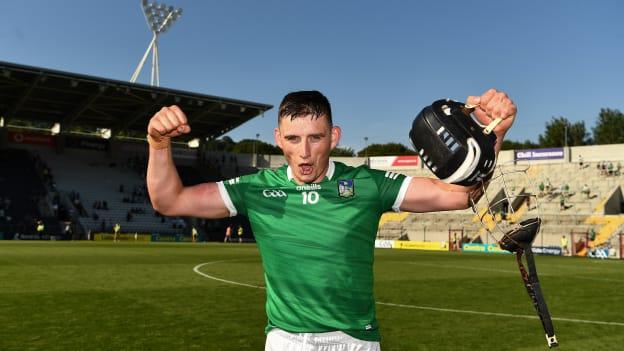 Gearoid Hegarty of Limerick celebrates after the Munster GAA Hurling Senior Championship Final between Limerick and Tipperary at Páirc Uí Chaoimh in Cork.