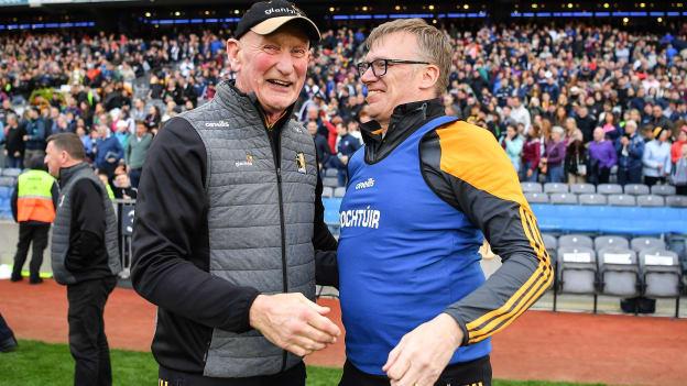 Kilkenny manager Brian Cody and Dr. Tadhg Crowley after the Leinster final between Galway and Kilkenny at Croke Park. 