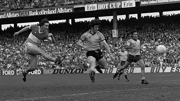 Offaly's Matt Connor shoots for goal against Dublin in the 1980 Leinster SFC Final. 