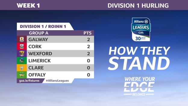The Allianz Hurling League Division 1 Group A table.