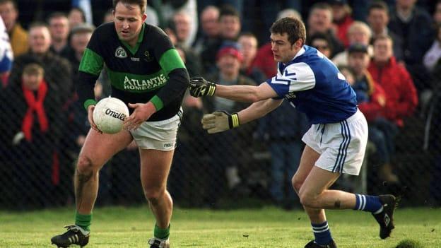 Andrew Corden keeps close tabs on Colin Corkery of Nemo Rangers in the 2001 All-Ireland Club SFC semi-final.