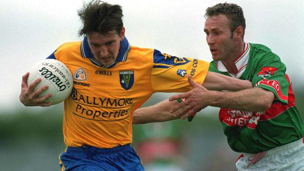Conor Connelly in action for Roscommon against Mayo's Colm McManamon in the 2001 Connacht Senior Football Championship Final at Dr Hyde Park.