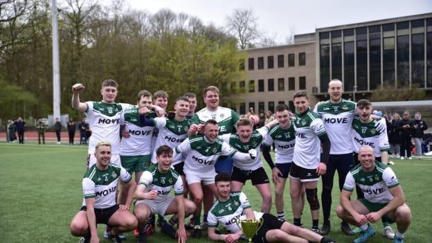 The victorious Budapest men's Gaelic Football team after winning the European Collegiate Games Cup. 