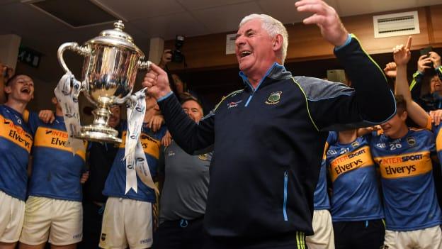 Tipperary selector John Sheedy singing in the dressing room after the 2018 Bord Gais Energy GAA Hurling All-Ireland U21 Championship Final match between Cork and Tipperary at the Gaelic Grounds in Limerick. 